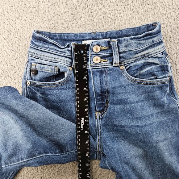 Kancan Jeans Womens 23 (23x26) Blue Straight Ankle High Rise Ripped Distressed‎ - Picture 9 of 16
